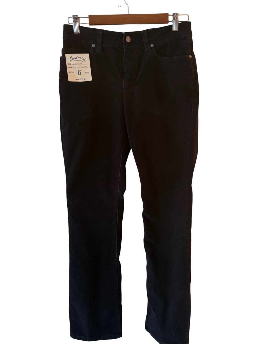 Lands End Minimalist Women’s Mid Rise Demi Boot Cut Corduroy Pants - Navy Size 6